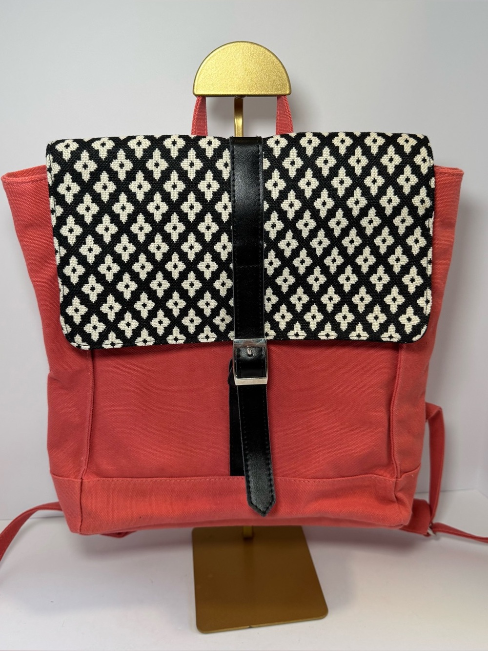 Sage and Harper Coral Canvas Convertible Backpack / Shoulder Tote Bag